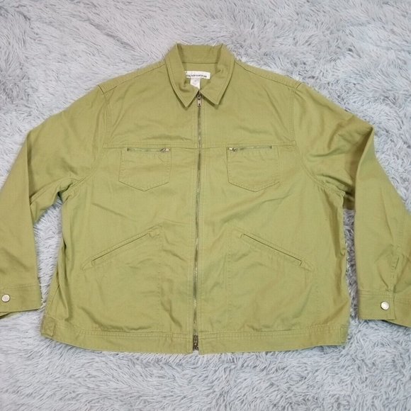 Jones New York Sport Womens‎ Jacket Denim Green Plus 2X Button Up Pockets Soft - Picture 1 of 10
